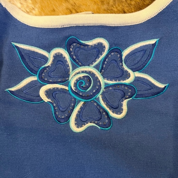 Bob Mackie wearable art cardigan sweater embellished cut out blue women size xl - Picture 5 of 6